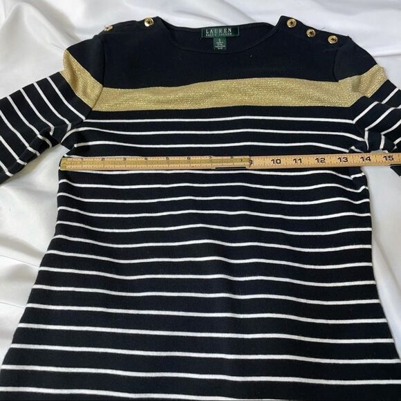 LAUREN RALPH LAUREN 3/4 Sleeve Dress Size Small (S) - MSRP $110 black/white - Picture 8 of 12
